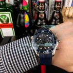 Copy Omega Seamaster Diver 300M Watch Blue Rubber Strap Black Bezel 45mm